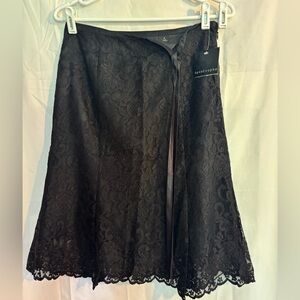 Apostrophe Elegant Black Lace A-Line Skirt